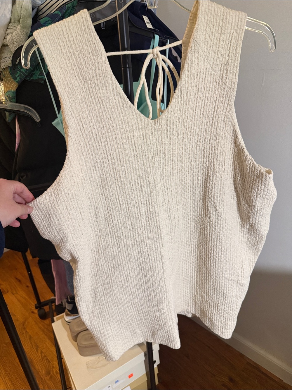 Free People Cream Textured V-Neck beach cover up